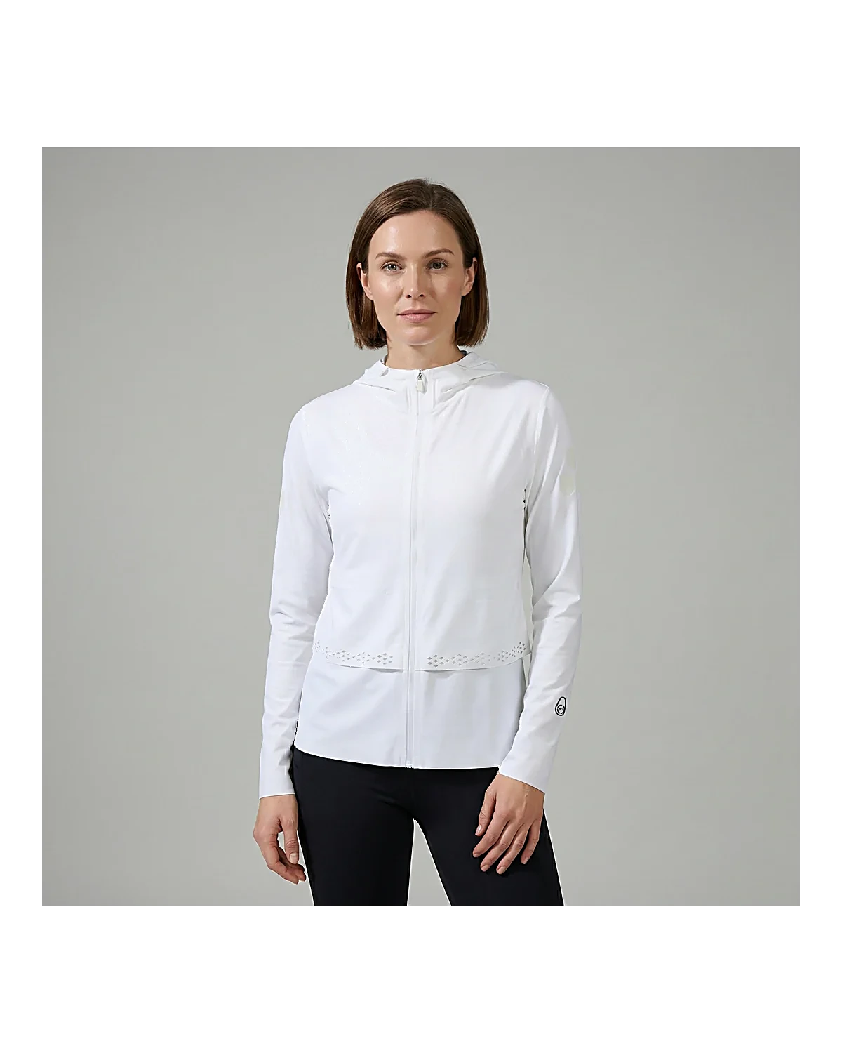 Women’s White Zip Hooded Layer