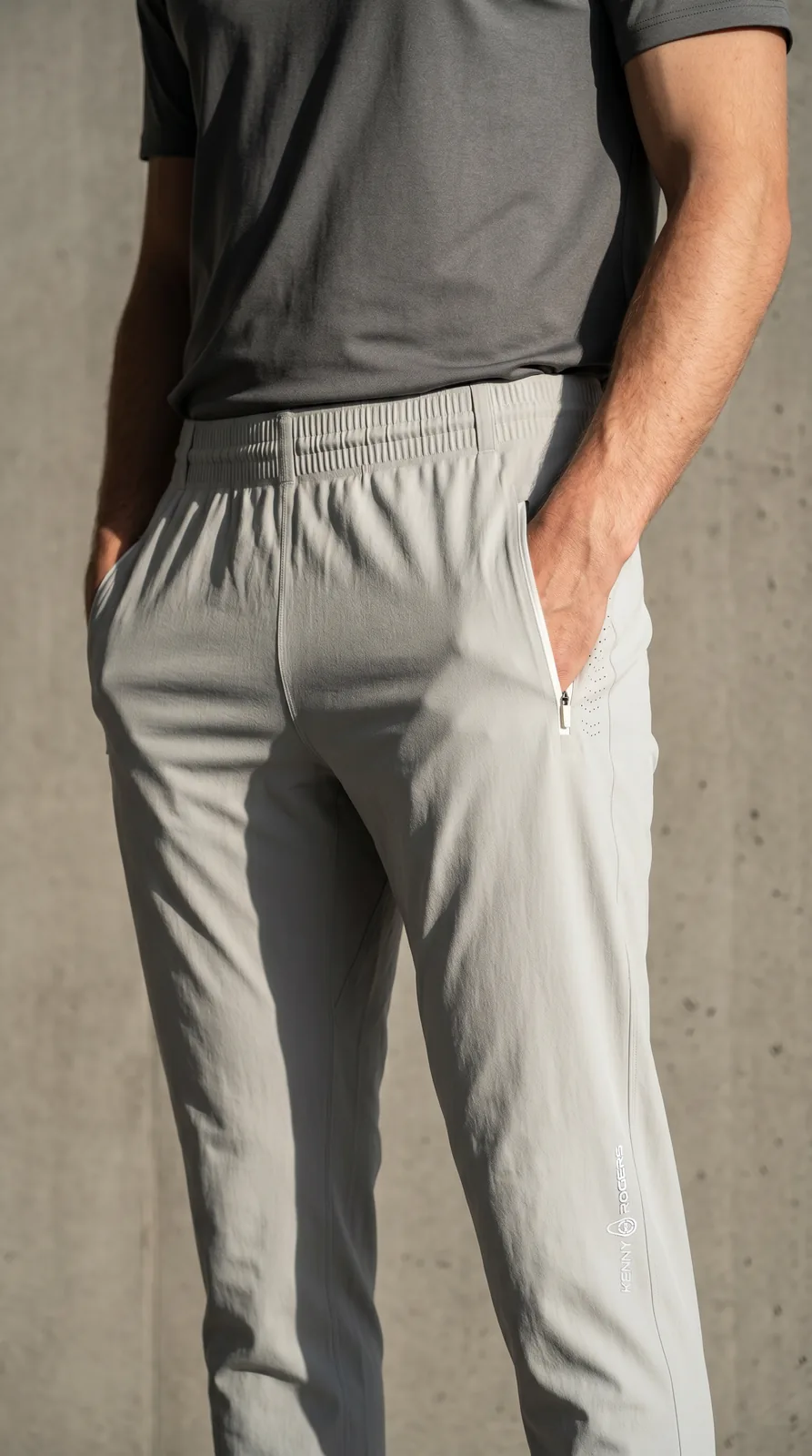 Men Light Gray Zip-Pocket Jogger