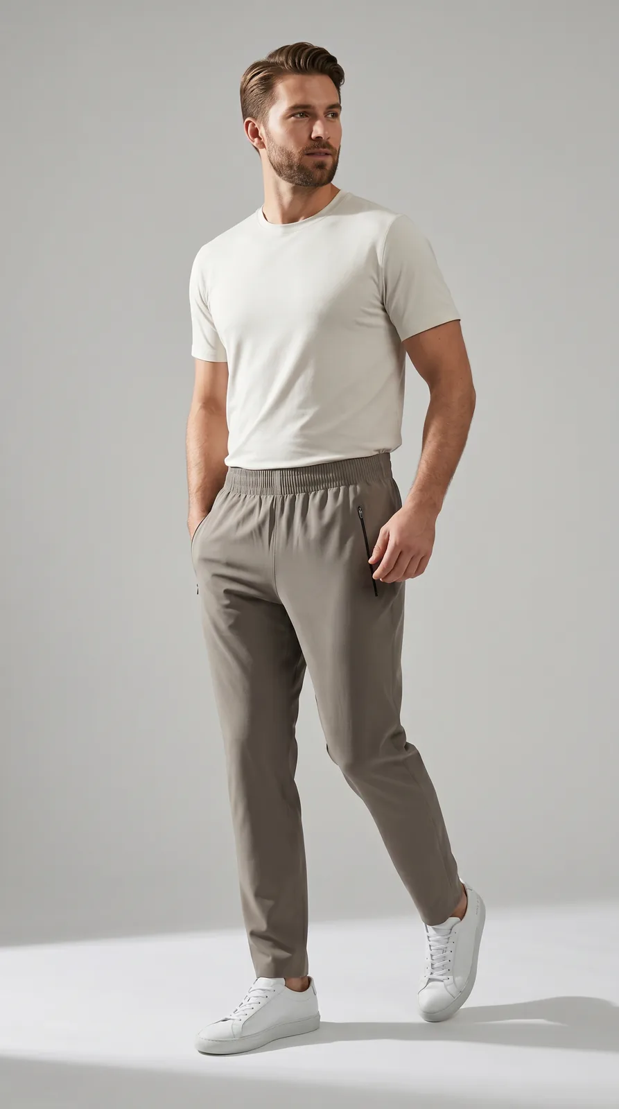 Men Taupe Zip-Pocket Jogger