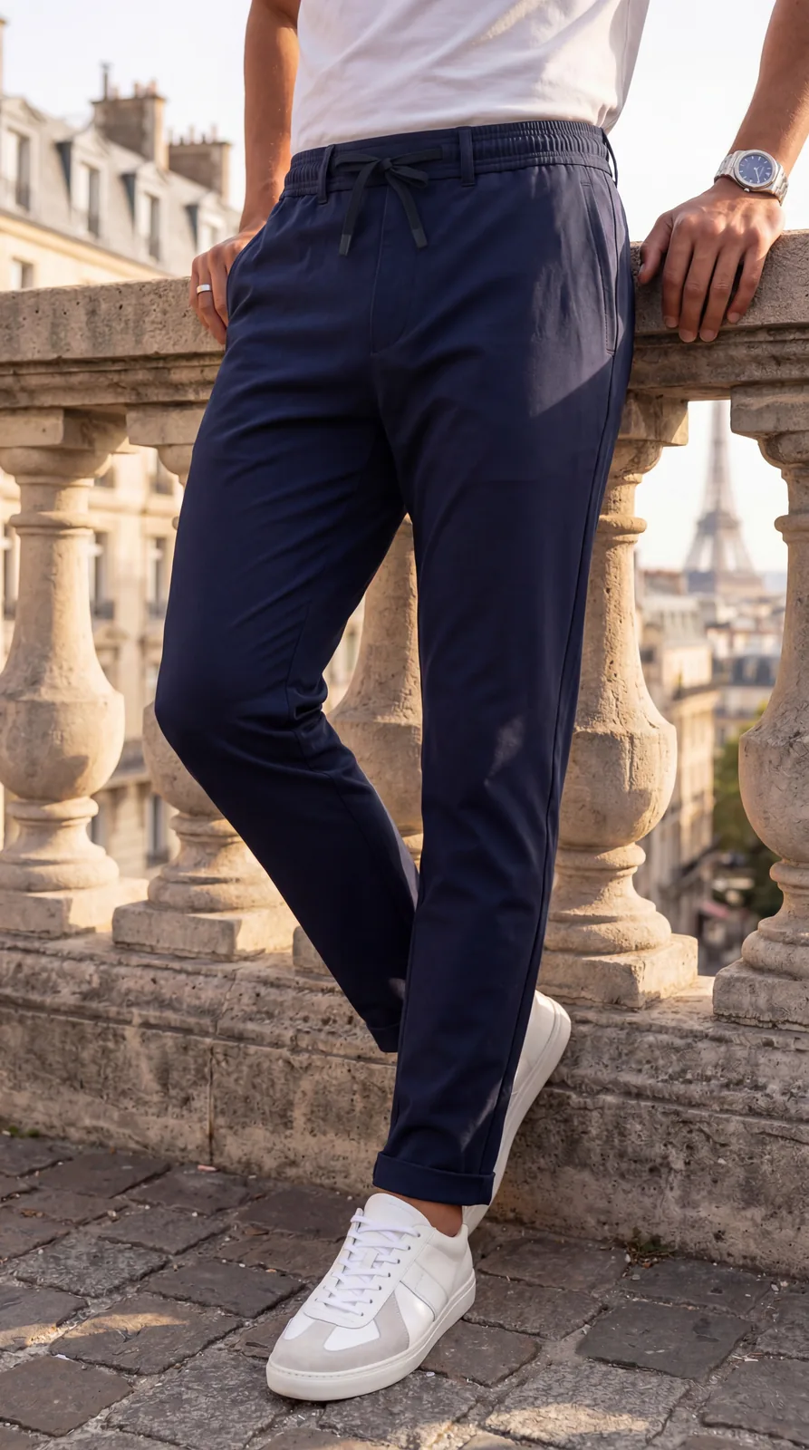 Men Dark Navy Drawcord Pant