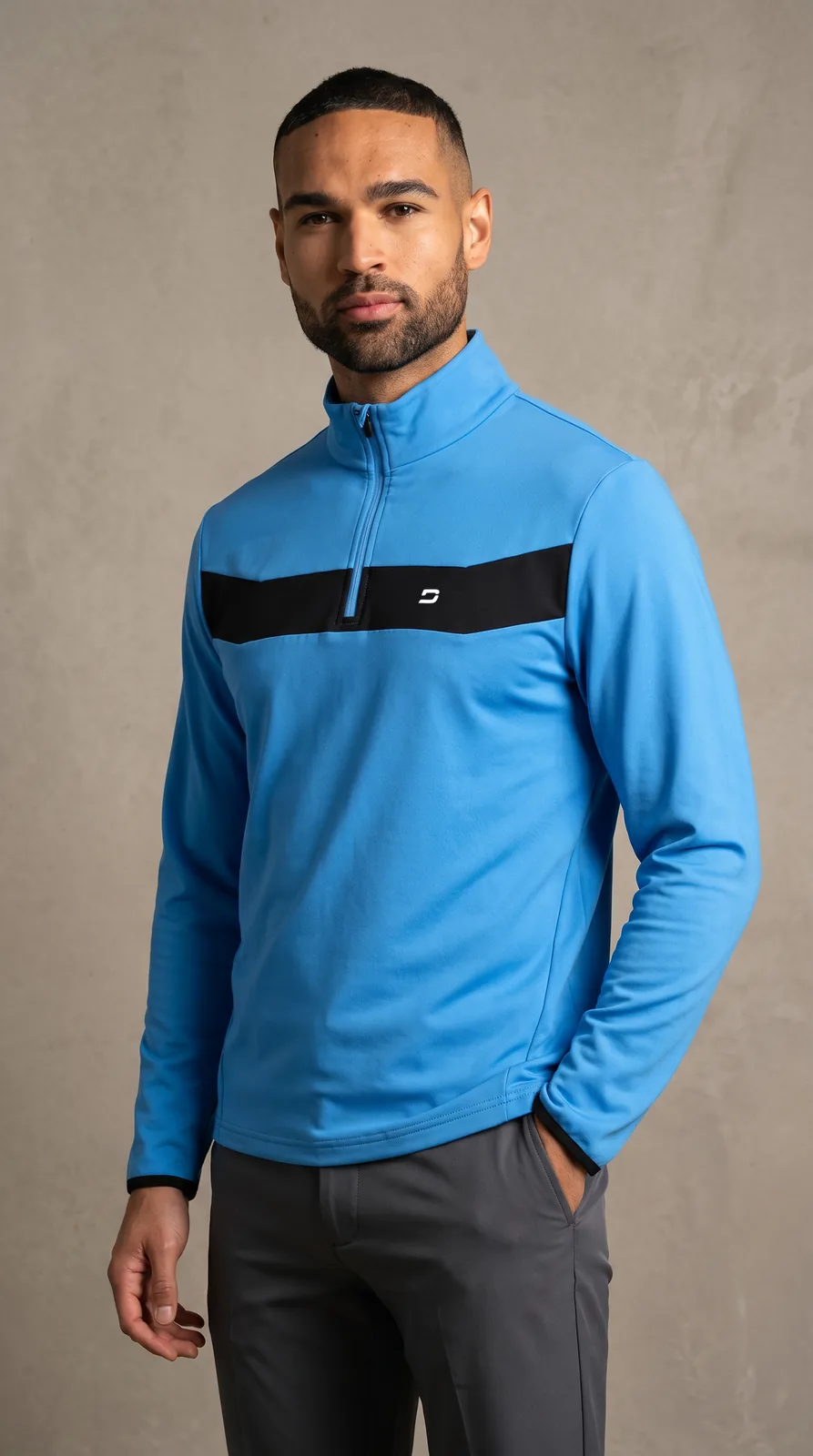 Men Contrast Half-Zip Top