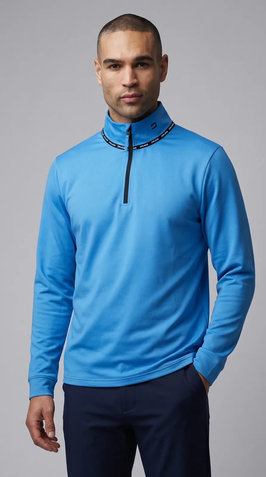 Men Sky Blue Quarter-Zip